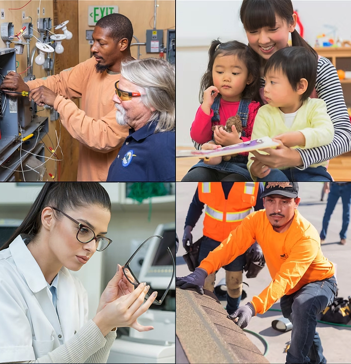 Explore apprenticeship programs in electrical work, early childhood education, technical careers, and roofing