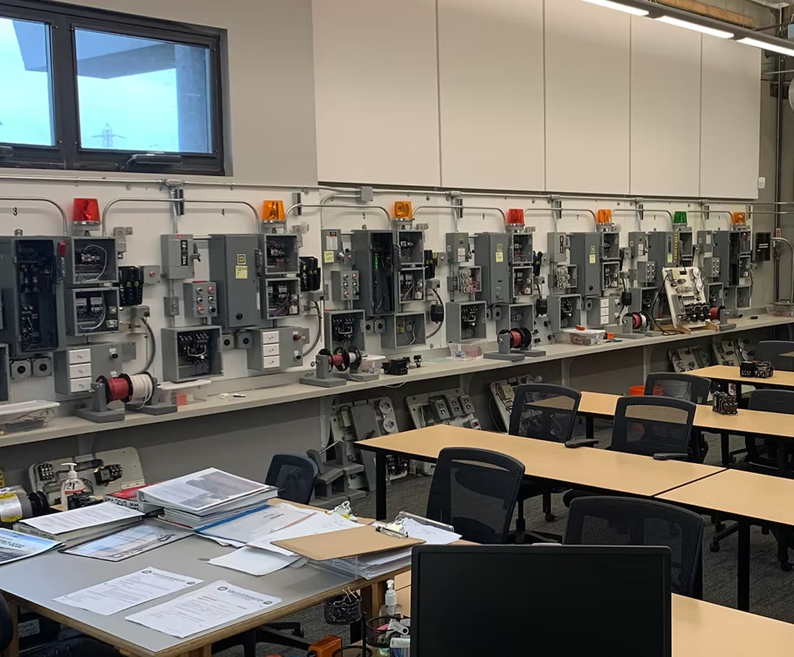 Training room for electrical boxes.